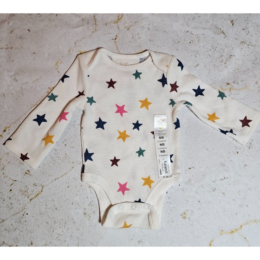 Jumping Beans Baby Bean Waffle Knit Bodysuit – Stars Print – Size NB – NEW with - Picture 2 of 3
